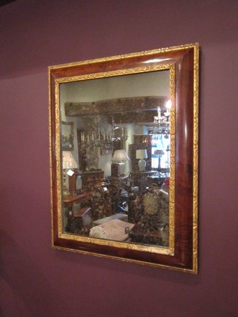 Fine Regency Walnut Cushion Frame Mirror