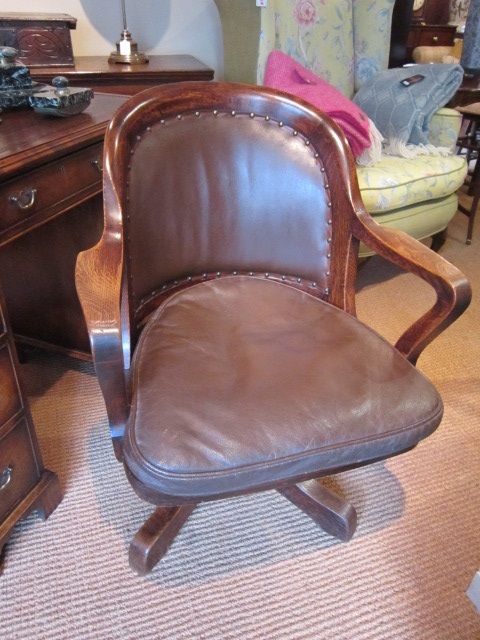 Original Victorian Revolving Oak Desk Chair