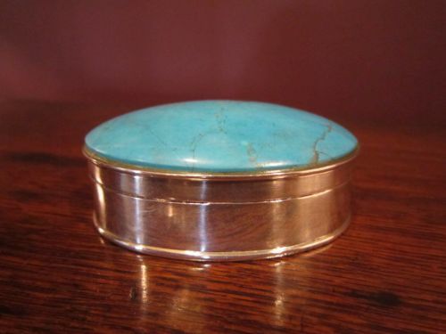 Edwardian Silver & Turquoise Trinket Box