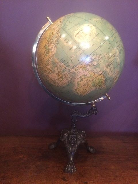 Superb Large Phillip's 14" Plaster Terrestrial Globe