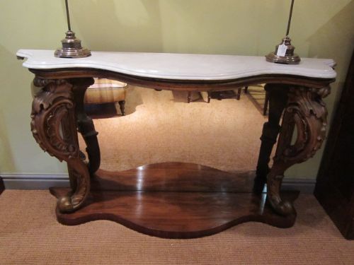 Superb Regency Rosewood & Marble Console Table