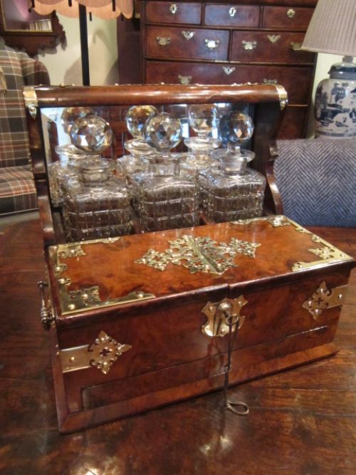 Stunning Victorian Walnut Tantalus & Games Box