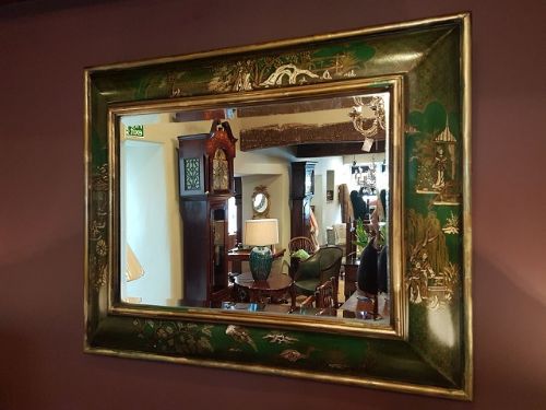 19th Century Chinoserie Lacquered Wall Mirror