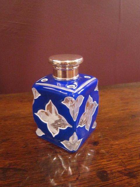 Superb Victorian Blue & White Overlay Glass Scent