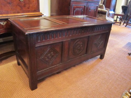 Original George I Period Oak Panelled Coffer