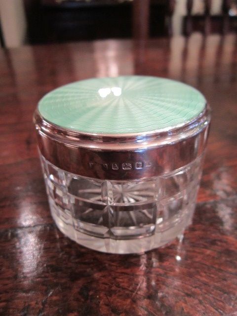 George V Silver Enamel Topped Table Jar