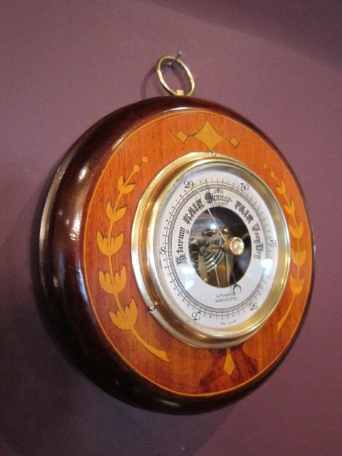 High Quality Edwardian Fruitwood Inlaid Barometer