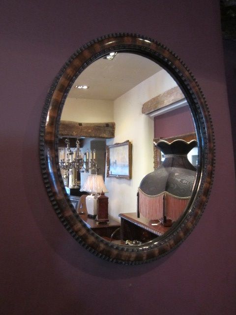 Late Victorian Figured Mahogany Oval Mirror