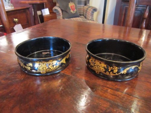Pair of Regency Paper Mache Large Magnum Coasters