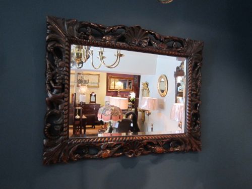 Superb 19th Century Walnut Carved Wall Mirror