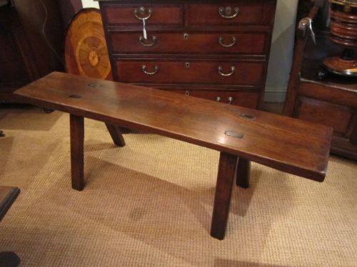 George III Period Oak Trestle Bench
