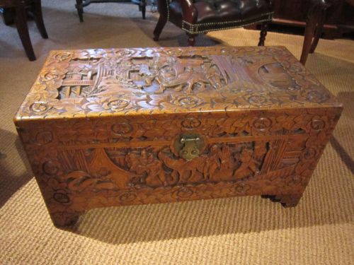 Small 19th Century Oriental Camphor Wood Chest
