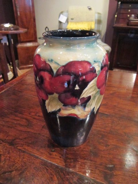 Early Moorcroft Pansy Pattern Grey Vase