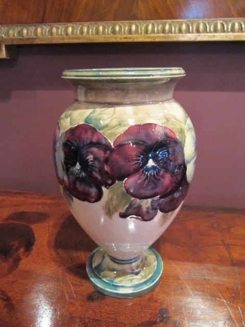 Early Moorcroft Pansy on Cream Vase