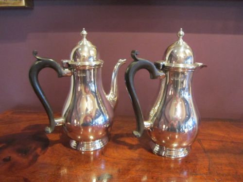Top Quality Pair of George V Period Silver Coffee Pots
