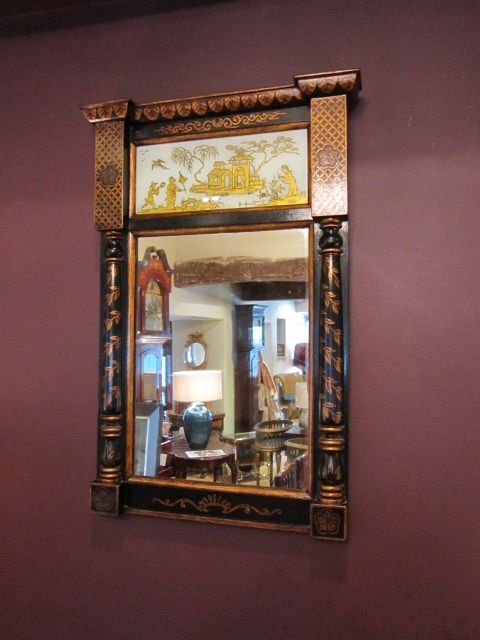 High Quality 19th Century Japanned Pier Glass Mirror