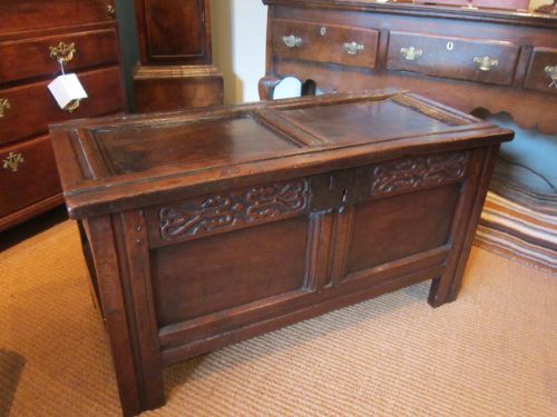Superb George I Period Oak Panelled Coffer