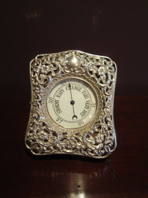 Decorative Victorian Silver Desk Top Barometer