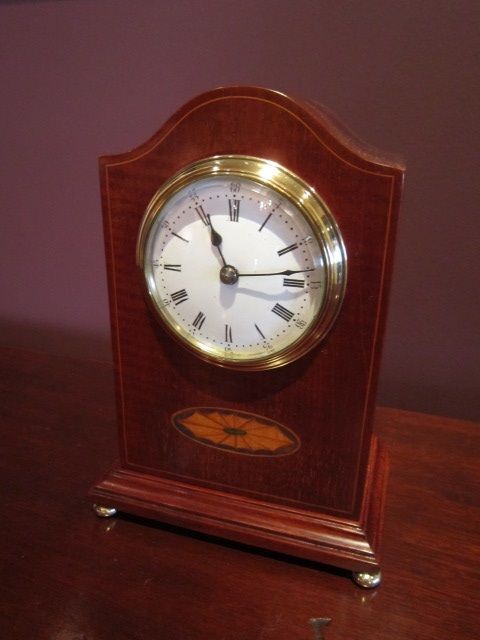 Superb Small Edwardian Sheraton Inlaid Mantel Clock