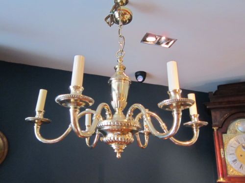 Edwardian Cast Brass Classical Style Chandelier