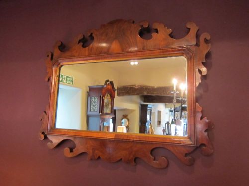 Fine George III Period Figured Walnut Wall Mirror
