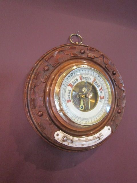 Mid Victorian Walnut Barometer & Thermometer
