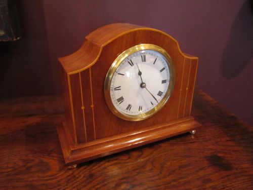 Top Quality Edwardian Fruitwood Inlaid Mantel Clock