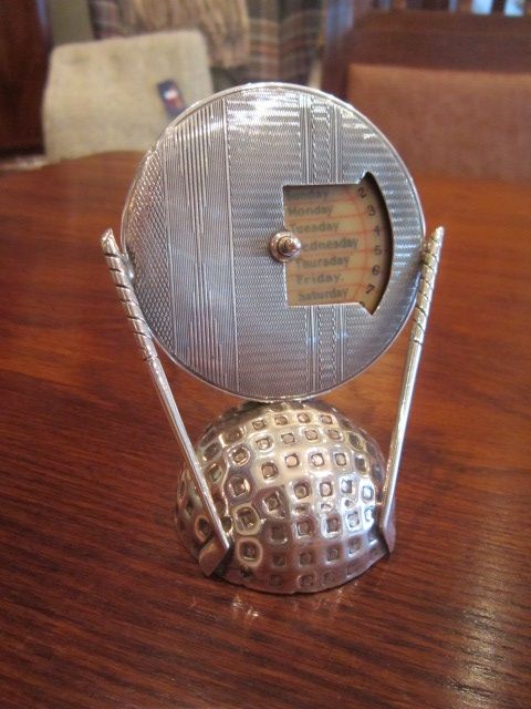 Rare George V Silver Golf Themed Desk Calendar