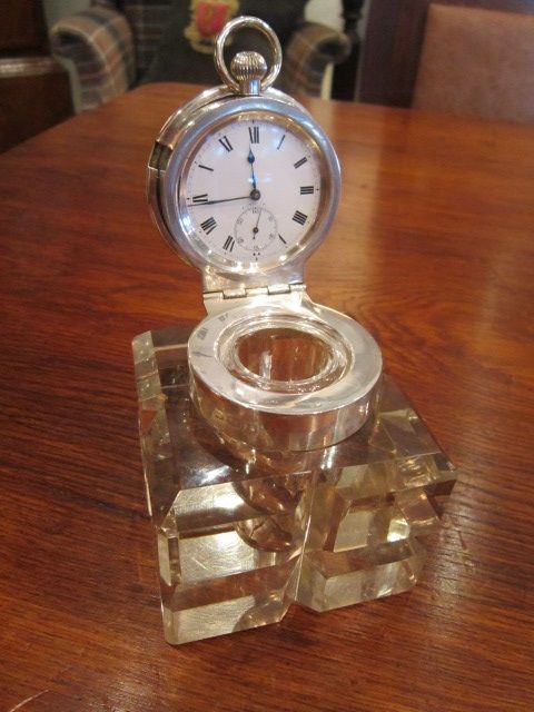 Top Quality Edwardian Silver Inkwell & Watch