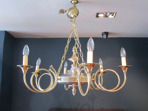 Edwardian Brass & Nickel Plated Chandelier