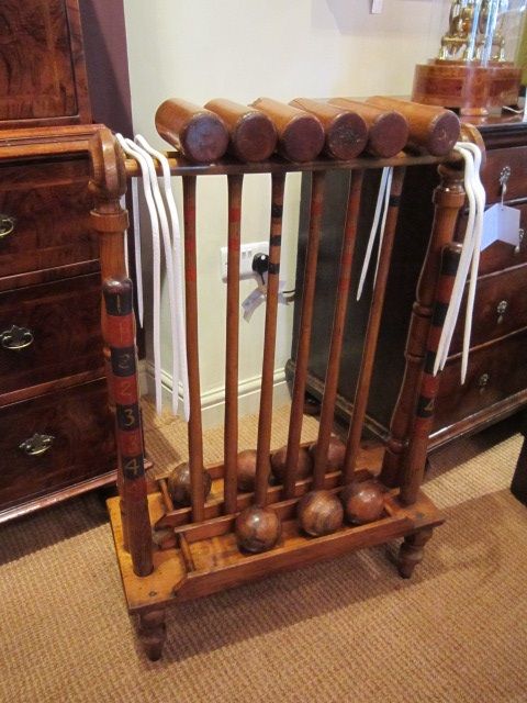 Original Victorian Ash & Elm Croquet Stand