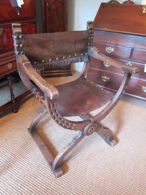Arts & Crafts Oak & Leather Armchair