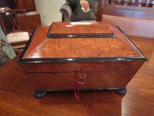 Immaculate Early Victorian Amboyna Sewing Casket