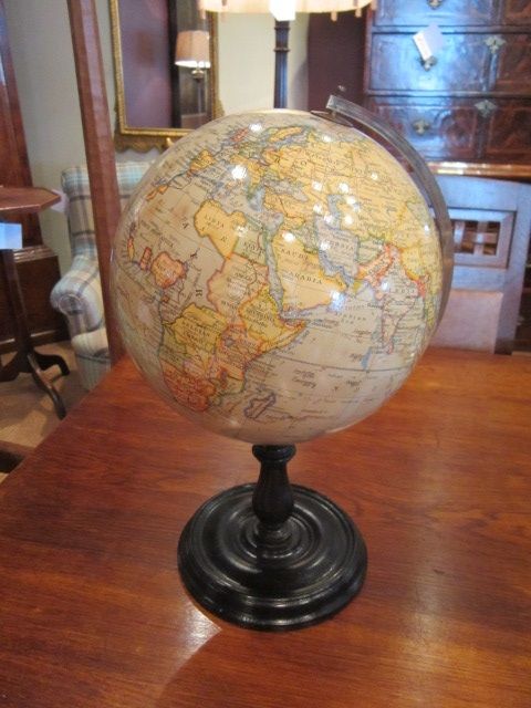 Original 1920'S 10" Paper Mache Terrestrial Globe