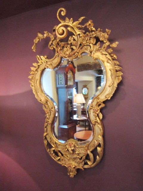 Very Original Early Victorian Shaped Gilt Mirror