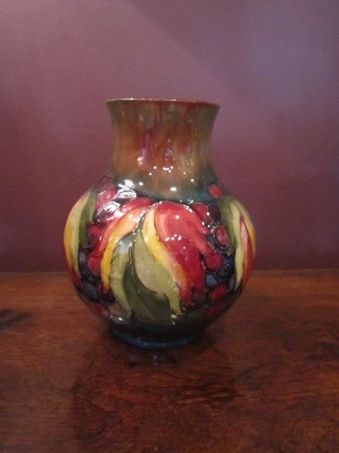 Large Moorcroft Leaf & Berries Flambe Vase