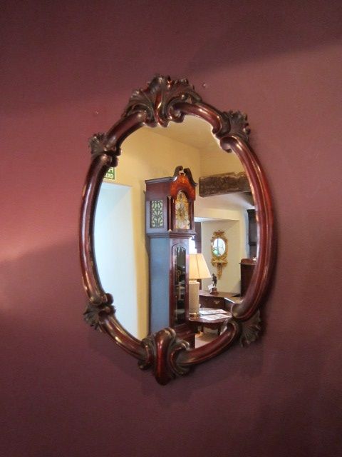 Decorative Mid Victorian Mahogany Oval Mirror
