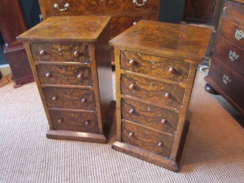 Superb Pair of Victorian Burr Walnut Chests
