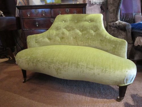 Superb Victorian Velvet Serpentine Shaped Sofa