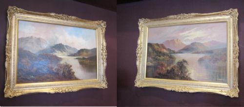 Superb Pair of Scottish Mountain Scene Oil Paintings