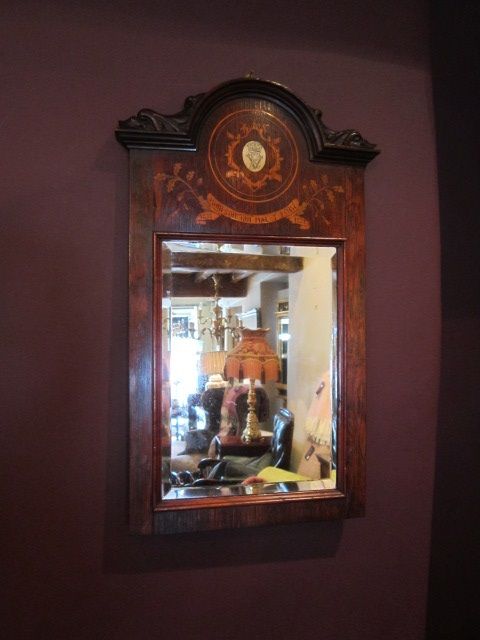 Decorative Victorian Rosewood Inlaid Wall Mirror