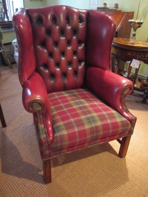 Superb Edwardian Period Leather Wing Armchair