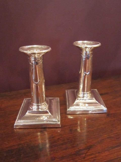 High Quality George III Style Silver Candlesticks