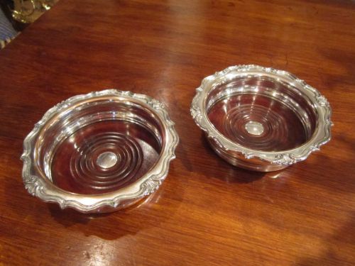 Pair of Early Victorian Silver Centre Wine Coasters