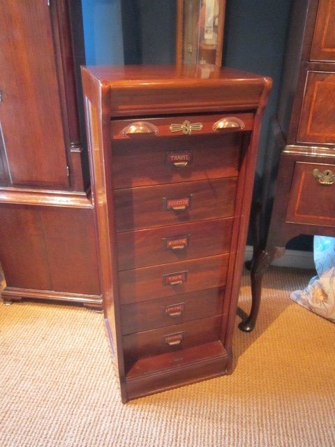 Superb Edwardian Tambour Fronted File Cabinet