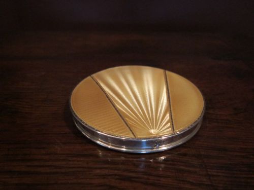 Fine Art Deco Silver Guilloche Enamel Compact