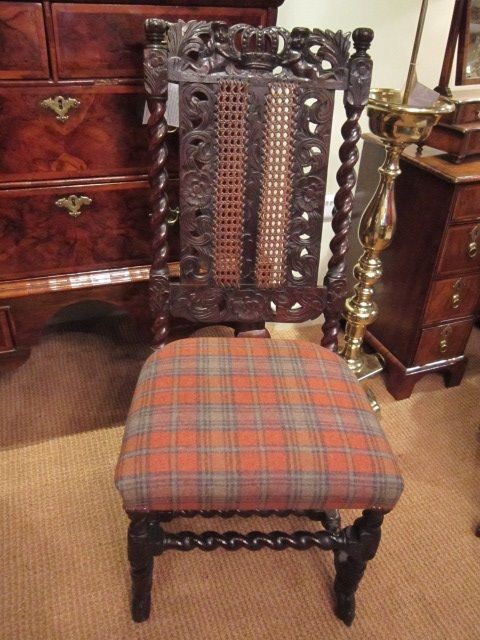 William & Mary Period Carved Oak Hall Chair