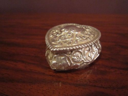 Victorian Silver Heart Shaped Trinket Box