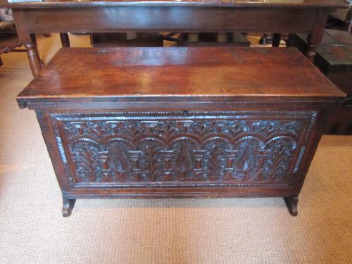 Stunning Charles II Period Walnut Six Plank Coffer