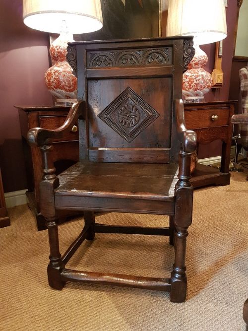 Very Original James II Period Oak Wainscot Armchair